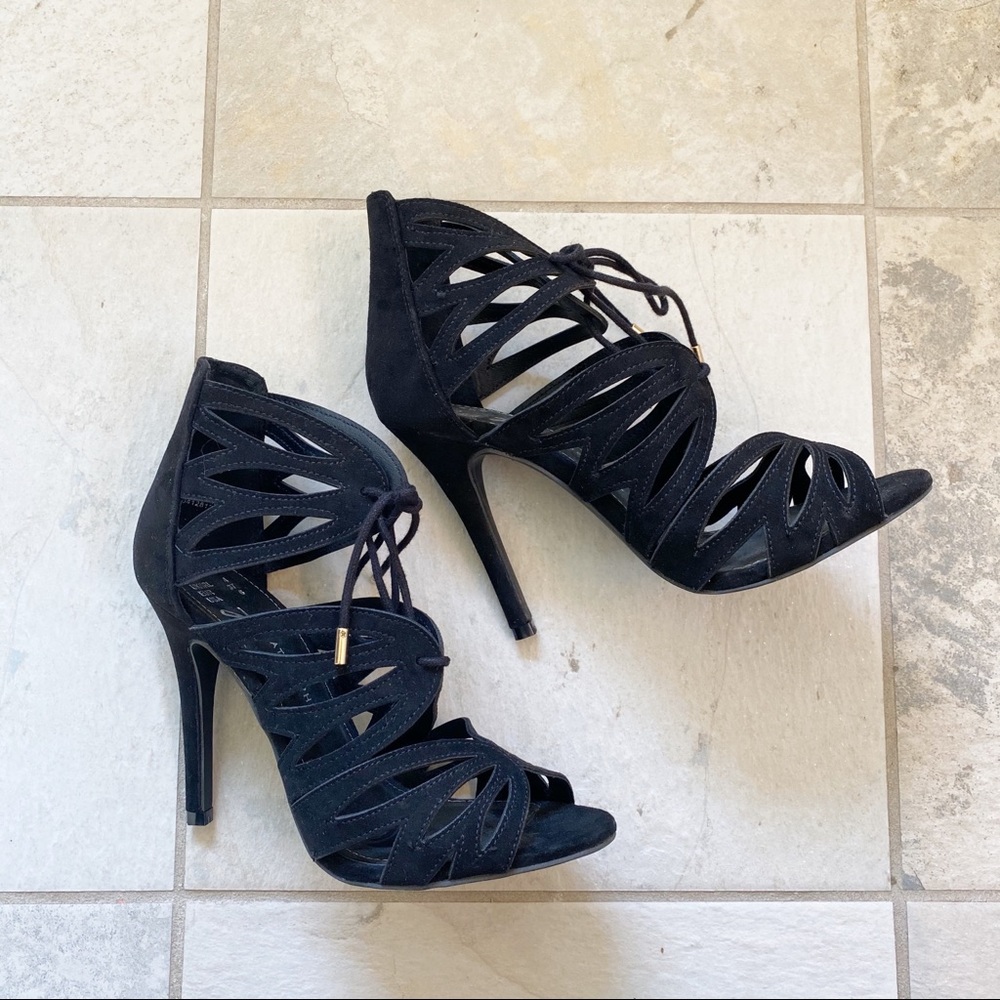 Atmosphere Black Suede Lace up Heels Size 6